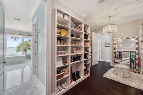 Chandelier, Interior, Marble, Pendant Lights, Recessed Lighting, Walk-in Closets, Wood Texture Flooring