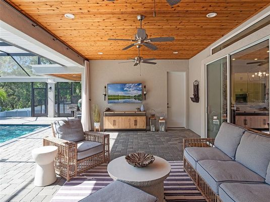 Interior, Pool, Recessed Lighting, Sun Room, Wooden Ceilings