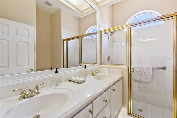 Bathroom, Dual Sink Vanities, Glass Shower, Interior