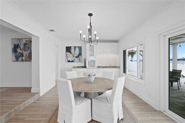 Chandelier, Dining room, Interior, Kitchen, Pendant Lights, Wood Texture Flooring