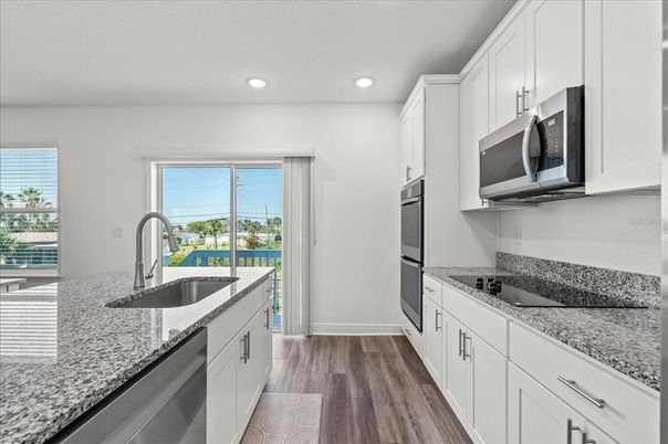 Interior, Kitchen, Recessed Lighting, Wood Texture Flooring