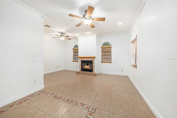 Empty room, Fireplace, Interior, Recessed Lighting