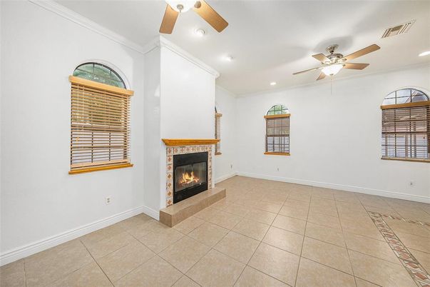 Empty room, Fireplace, Interior, Recessed Lighting