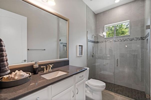 Bathroom, Glass Shower, Interior, Recessed Lighting
