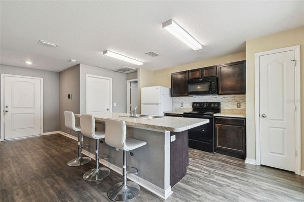 Interior, Kitchen, Recessed Lighting, Wood Texture Flooring