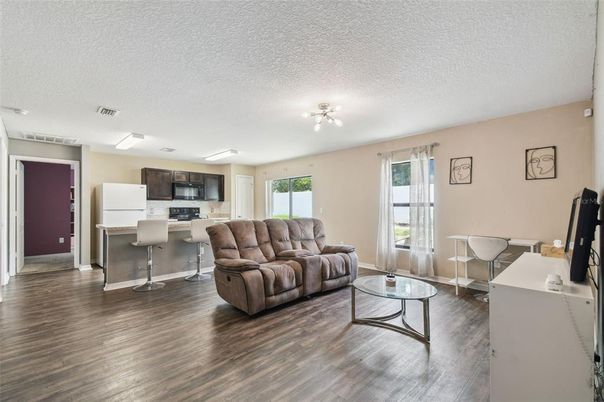 Interior, Kitchen, Living room, Stainless Steel Appliances, Wood Texture Flooring