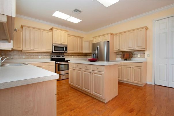 Interior, Kitchen, Stainless Steel Appliances, Wood Texture Flooring