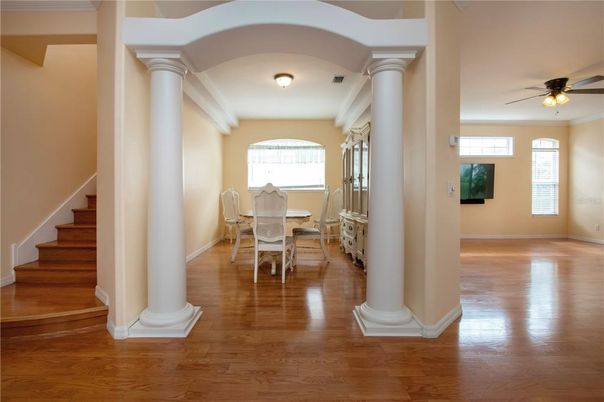 Dining room, Interior, Wood Texture Flooring