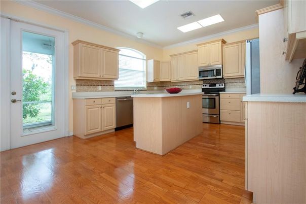 Interior, Kitchen, Stainless Steel Appliances, Wood Texture Flooring