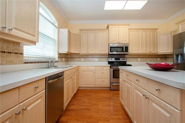Interior, Kitchen, Stainless Steel Appliances, Wood Texture Flooring