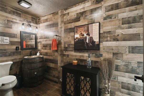 Bathroom, Interior, Wood Texture Flooring, Wooden Walls