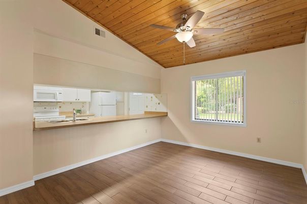 Empty room, Interior, Kitchen, Wooden Ceilings, Wood Texture Flooring