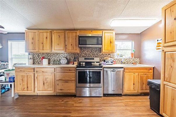 Interior, Kitchen, Stainless Steel Appliances, Wood Texture Flooring