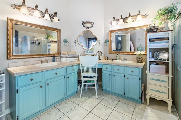 Bathroom, Dual Sink Vanities, Interior, Tile Countertops