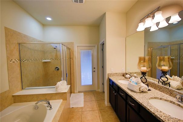 Bathroom, Dual Sink Vanities, Glass Shower, Interior, Recessed Lighting