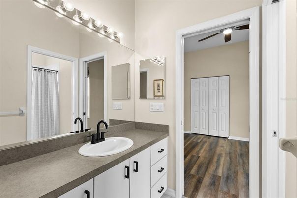 Bathroom, Dual Sink Vanities, Interior, Wood Texture Flooring