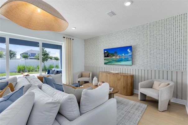 Interior, Living room, Recessed Lighting, Wood Texture Flooring