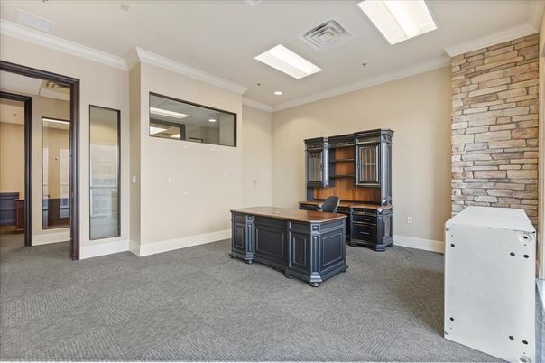 Home Office, Interior, Recessed Lighting, Stone Walls