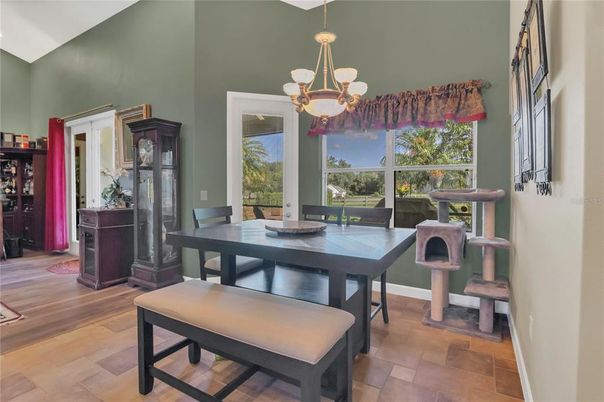 Chandelier, Dining room, Interior, Wood Texture Flooring