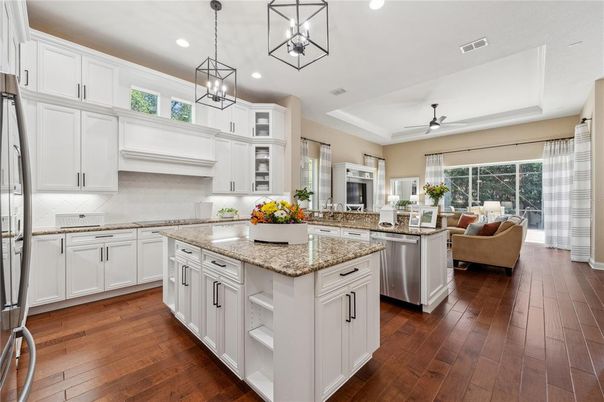 Interior, Kitchen, Living room, Pendant Lights, Recessed Lighting, Stainless Steel Appliances, Wood Texture Flooring