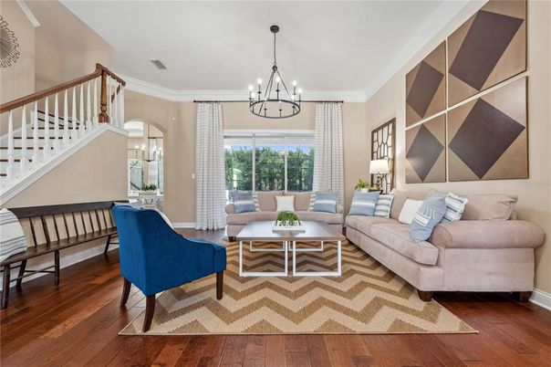 Chandelier, Interior, Living room, Wood Texture Flooring