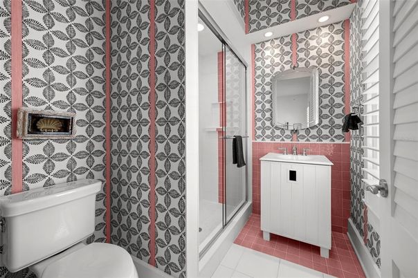 Bathroom, Glass Shower, Interior, Recessed Lighting