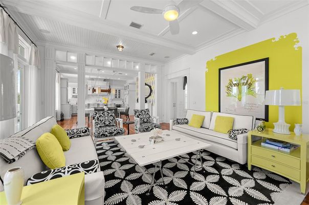 Interior, Kitchen, Living room, Recessed Lighting, Wood Texture Flooring
