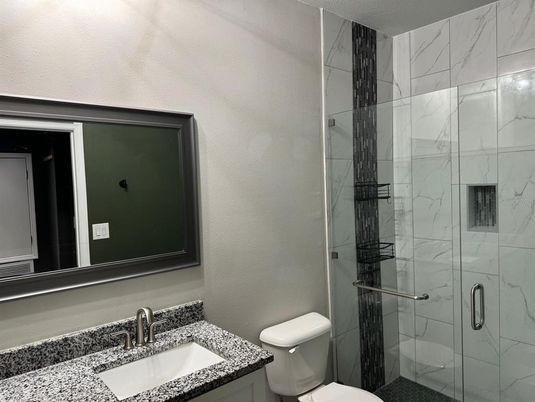 Bathroom, Glass Shower, Interior, Marble Walls