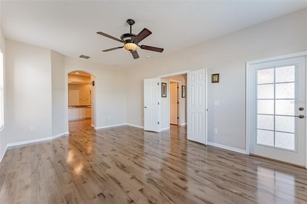 Bathroom, Empty room, Interior, Recessed Lighting, Wood Texture Flooring