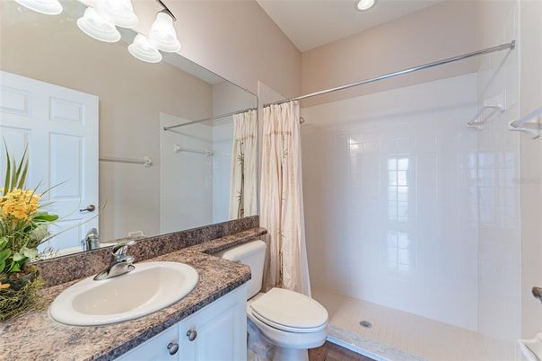 Bathroom, Interior, Recessed Lighting, Wood Texture Flooring