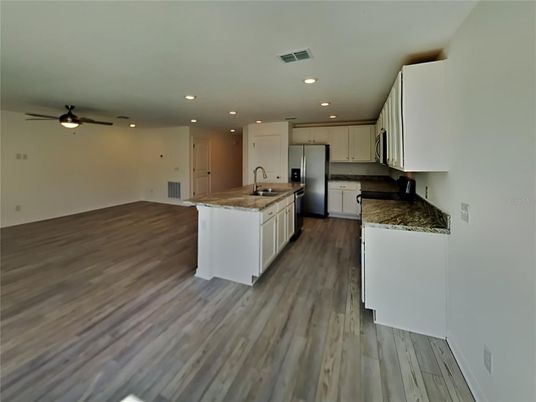 Interior, Kitchen, Recessed Lighting, Wood Texture Flooring
