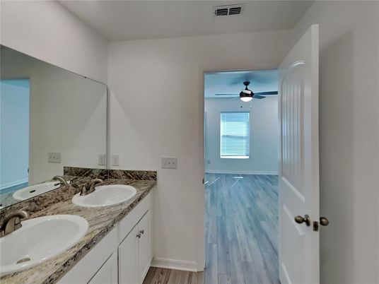 Bathroom, Dual Sink Vanities, Interior, Wood Texture Flooring