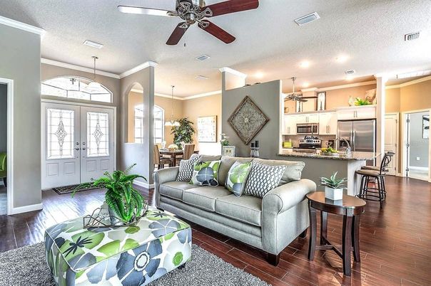 Dining room, Interior, Kitchen, Living room, Pendant Lights, Recessed Lighting, Stainless Steel Appliances, Wood Texture Flooring
