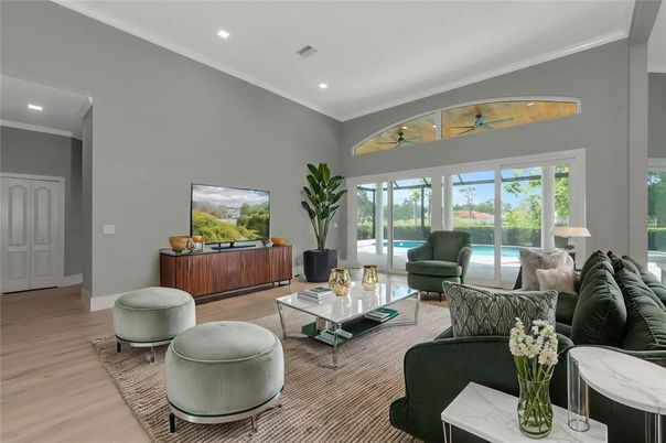 Interior, Living room, Recessed Lighting, Wood Texture Flooring