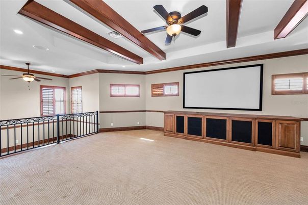 Empty room, Interior, Projection Screen, Recessed Lighting, Theatre Room
