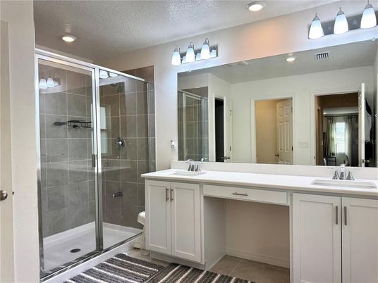 Bathroom, Dual Sink Vanities, Glass Shower, Interior, Recessed Lighting