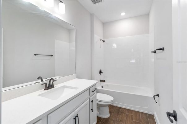 Bathroom, Interior, Recessed Lighting, Wood Texture Flooring