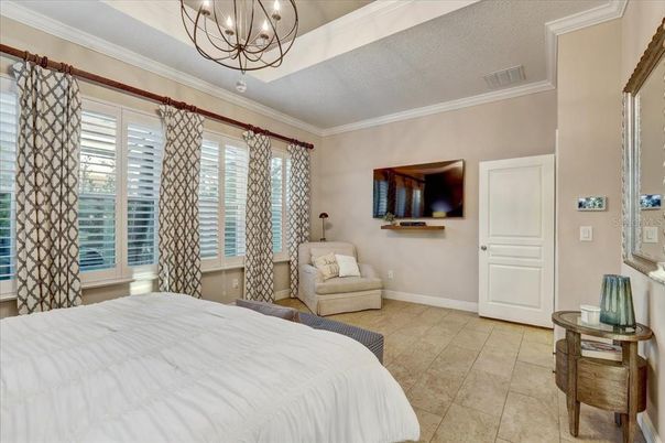 Bedroom, Chandelier, Interior