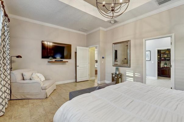Bedroom, Chandelier, Interior