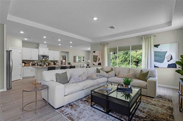 Interior, Kitchen, Living room, Recessed Lighting, Stainless Steel Appliances, Wood Texture Flooring