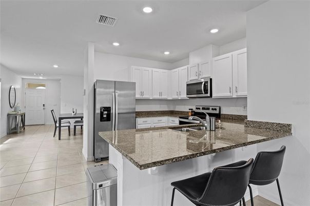 Dining room, Interior, Kitchen, Recessed Lighting, Stainless Steel Appliances