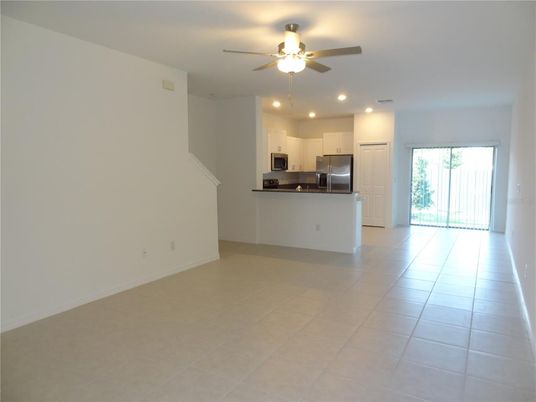 Empty room, Interior, Kitchen, Recessed Lighting, Stainless Steel Appliances