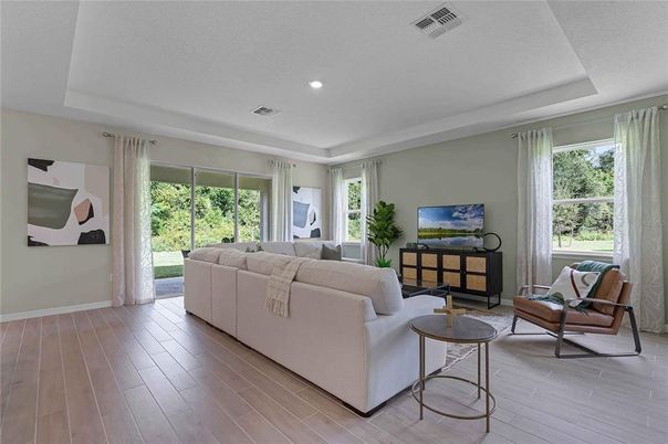 Interior, Living room, Recessed Lighting, Wood Texture Flooring
