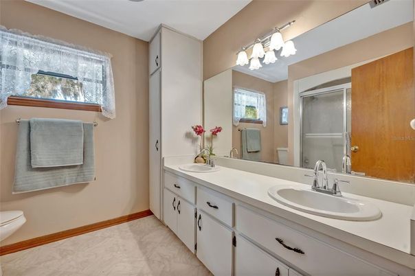 Bathroom, Dual Sink Vanities, Glass Shower, Interior, Marble