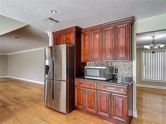 Chandelier, Interior, Kitchen, Recessed Lighting, Wood Texture Flooring