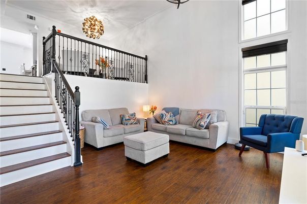Chandelier, Interior, Living room, Wood Texture Flooring