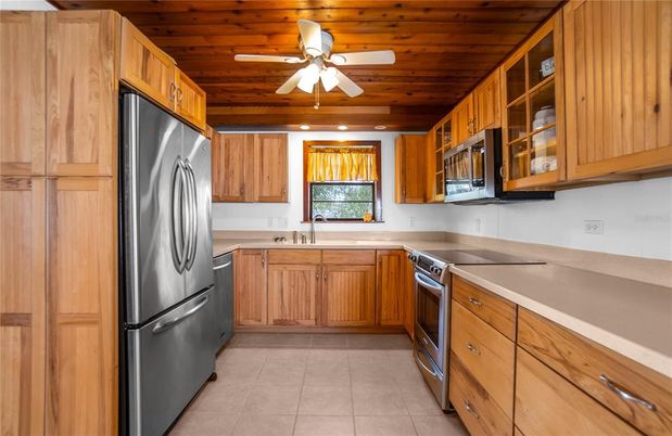 Interior, Kitchen, Recessed Lighting, Wooden Ceilings