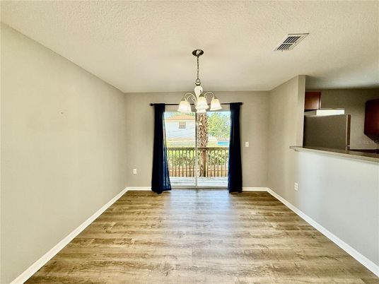 Empty room, Interior, Pendant Lights, Wood Texture Flooring