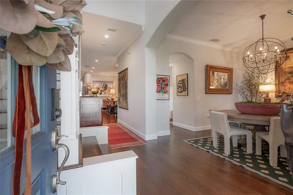 Chandelier, Dining room, Interior, Recessed Lighting, Wood Texture Flooring