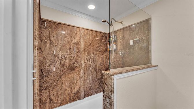 Bathroom, Glass Shower, Interior, Recessed Lighting